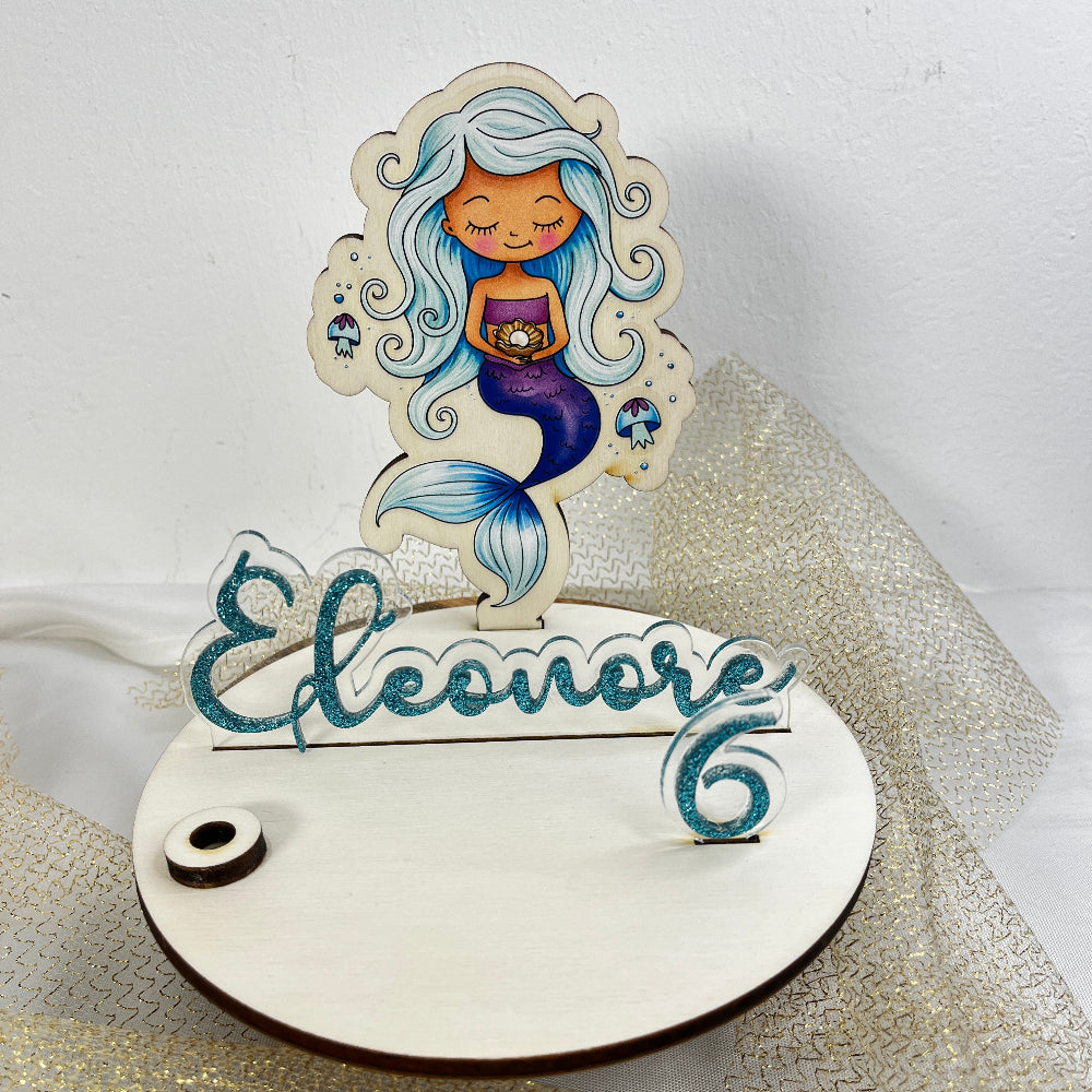 decor de gateau a tarte sirene personnalisable