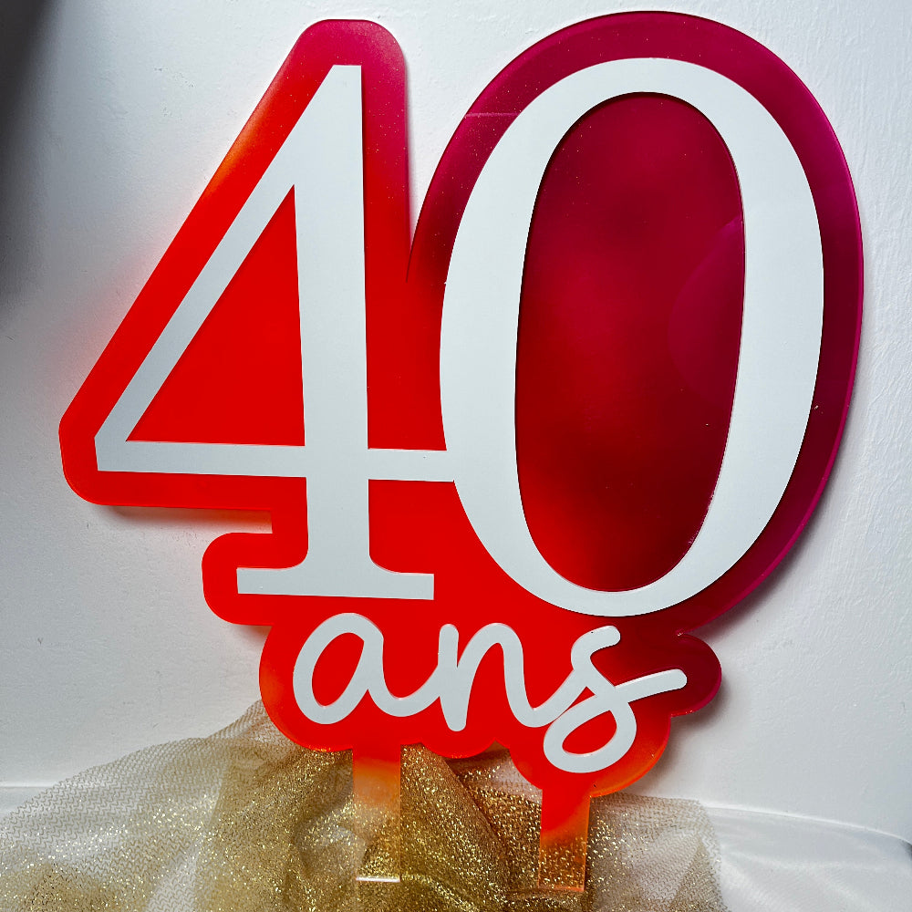 decoration anniversaire en plexiglas personnalisable 40 ans 