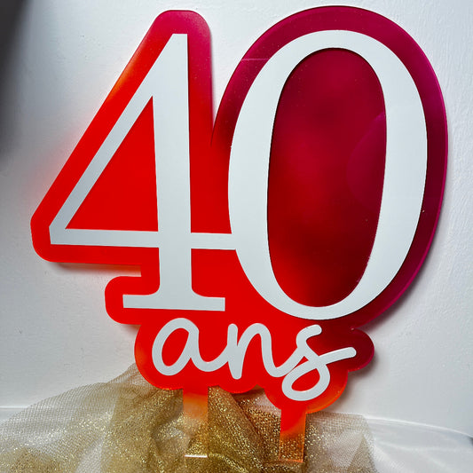 decoration anniversaire en plexiglas personnalisable 40 ans 