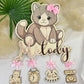 decoration chambre enfant chaton en bois et couleur personnalisable avec informations de naissance 