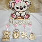 decoration en bois de naissance koala avec suspensions 