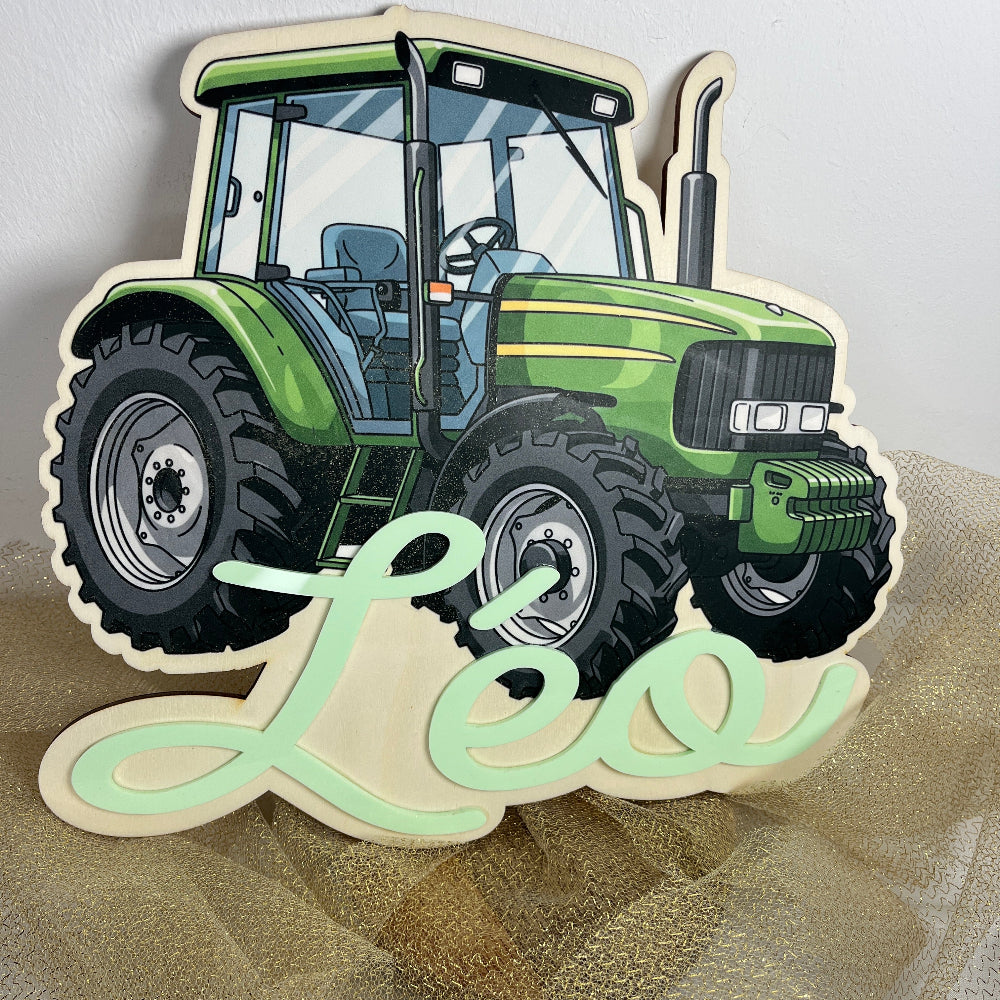 decoration tracteur en bois personnalisable