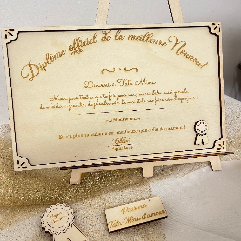 diplome en bois personnalisable 