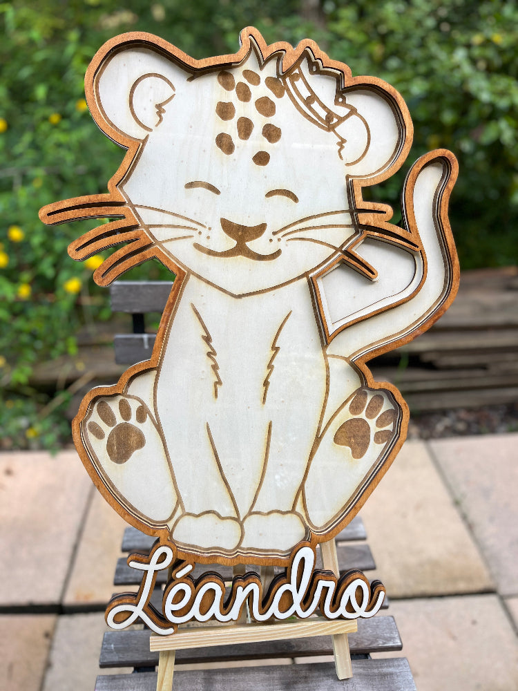 livre dor en bois lionceau personnalisale