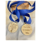 Médaille en bois personnalisée avec ruban bleu pour demander Veux-tu être ma marraine