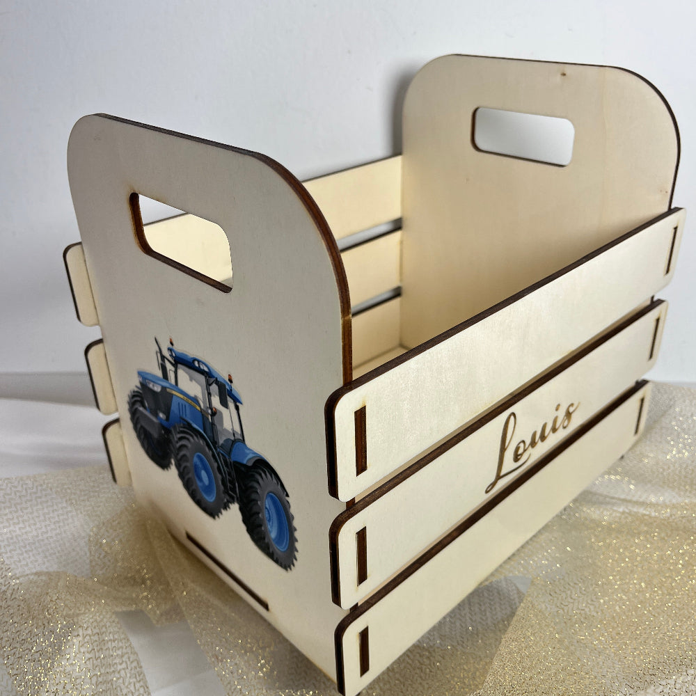 panier de change en bois tracteur personnalisable
