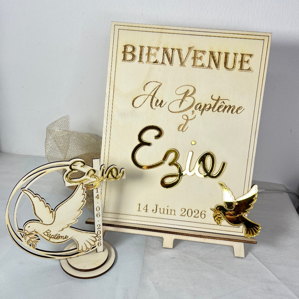 panneau bienvenue bapteme bois et coombe