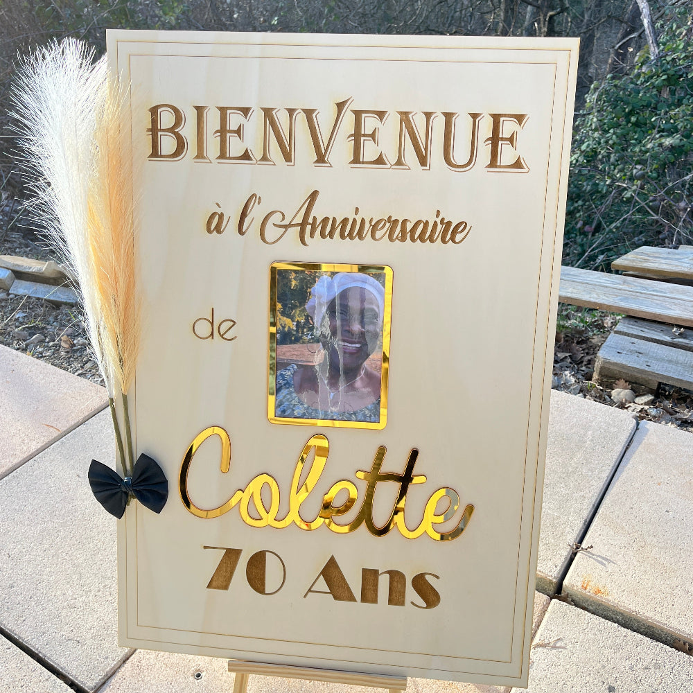 panneau bienvenue bois personnalisable avec photo