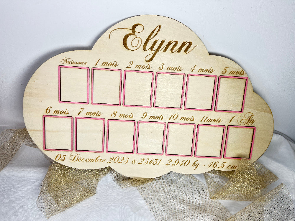 panneau photo nuage bois personnalisable