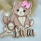 plaque de porte chaton en bois personnalisable