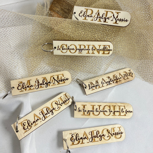 porte cle bois prenom personnalisable