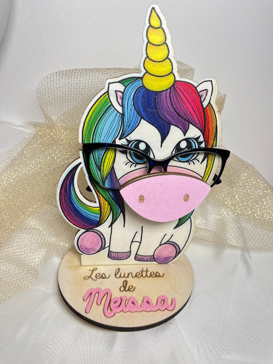porte lunettes en bois licorne personnalisable