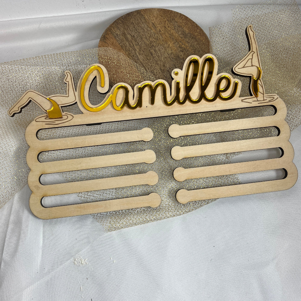 porte medaille natation synchro miroir or