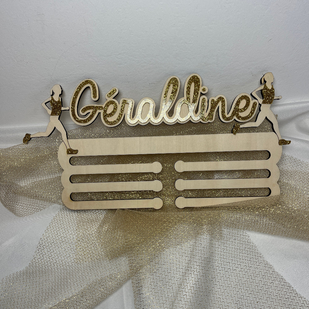 porte medaille running paillettes 