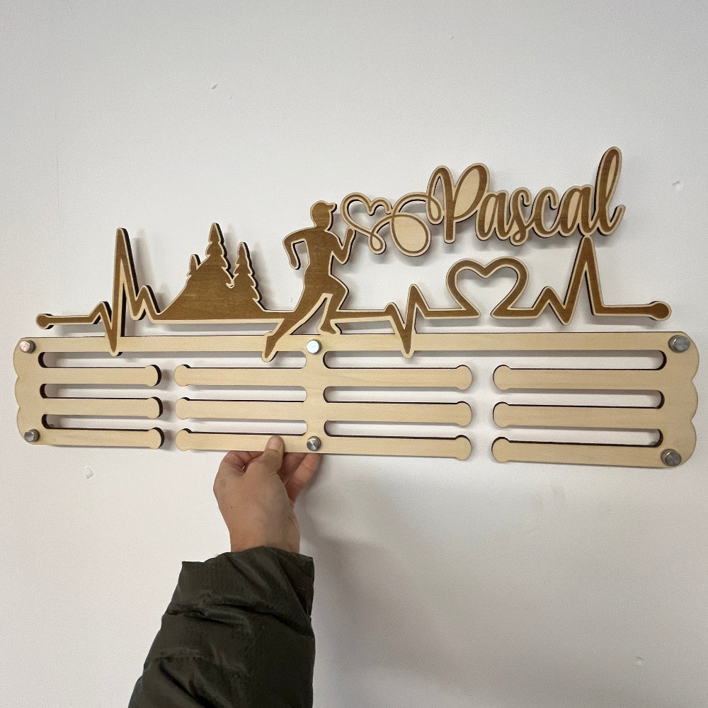 porte medailles running xl bois