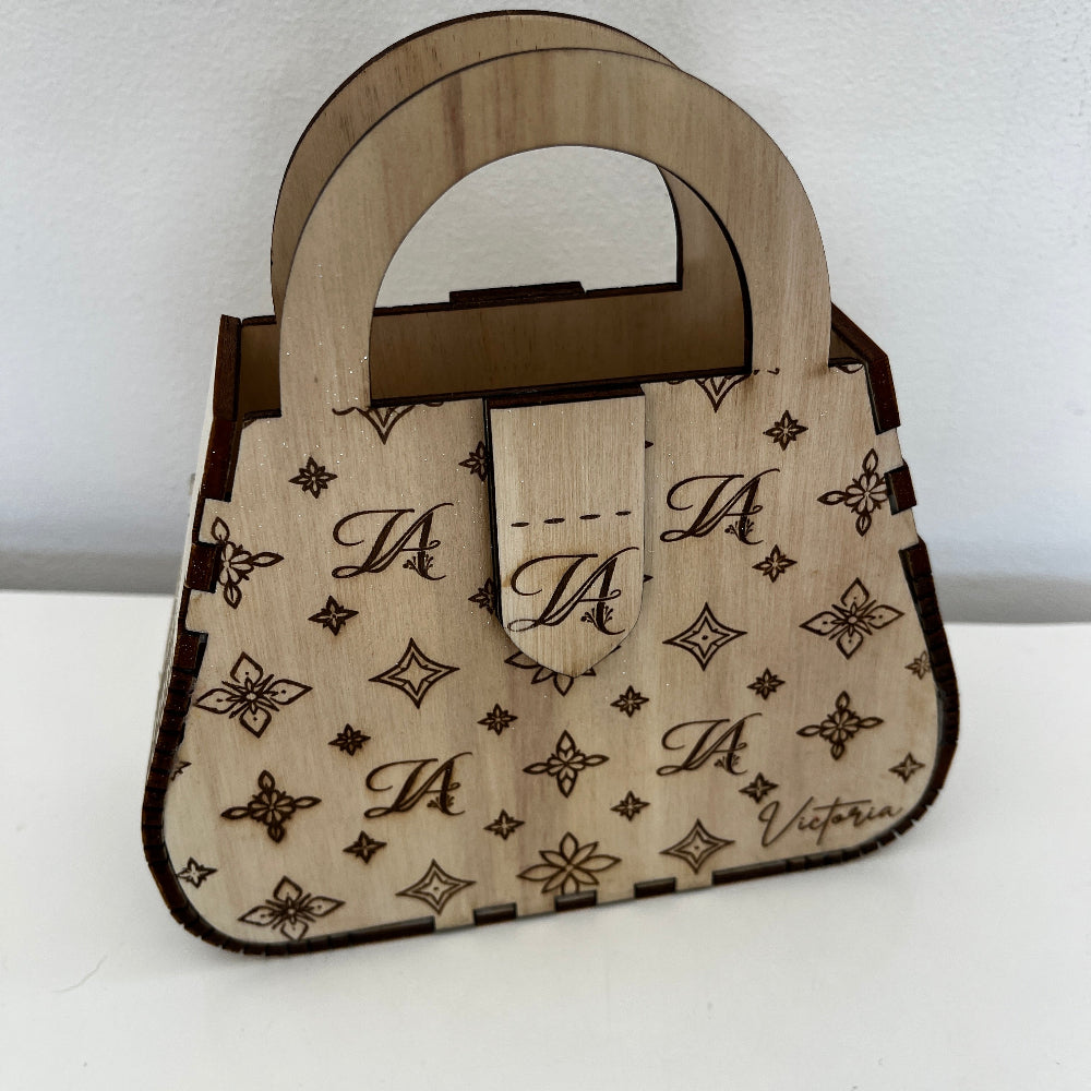 sac en bois de luxe mini personnalisable 