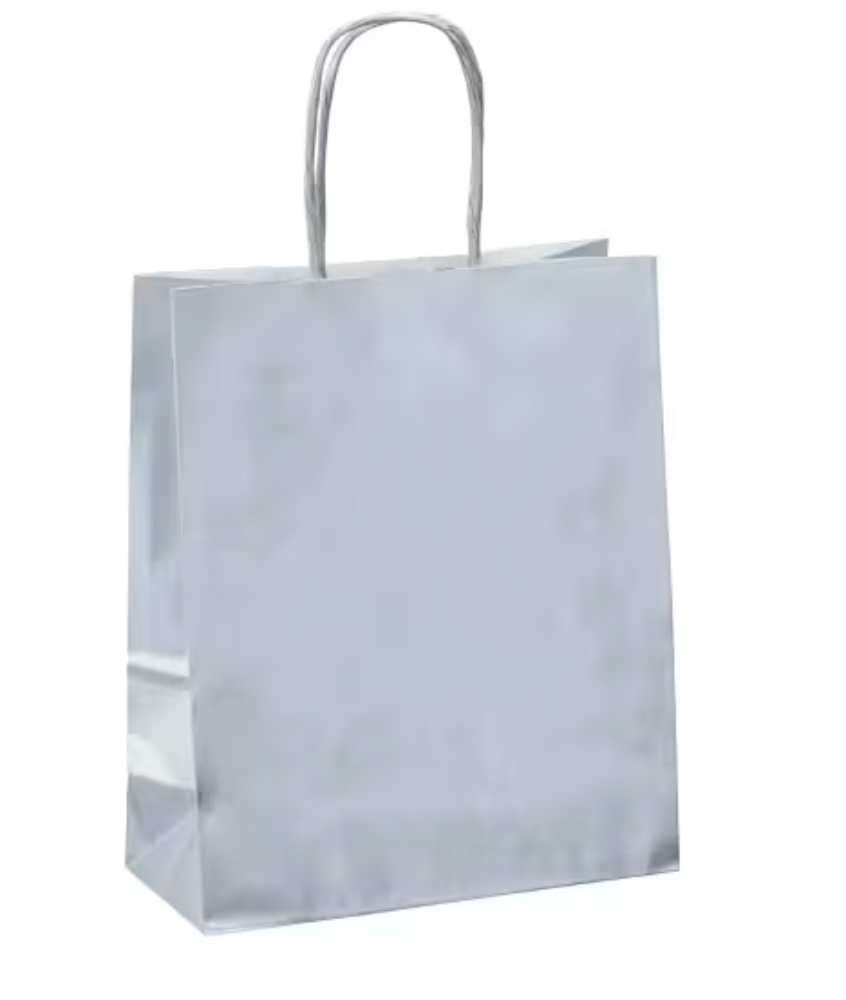 sac en papier gris argenté
