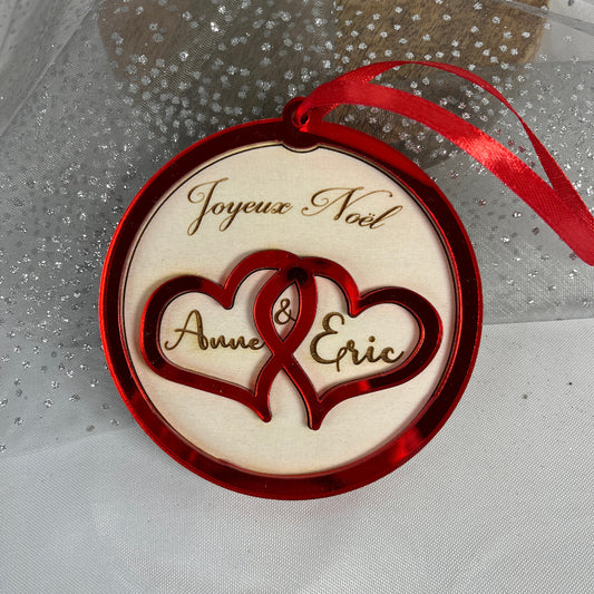 suspension de noel couple coeur 