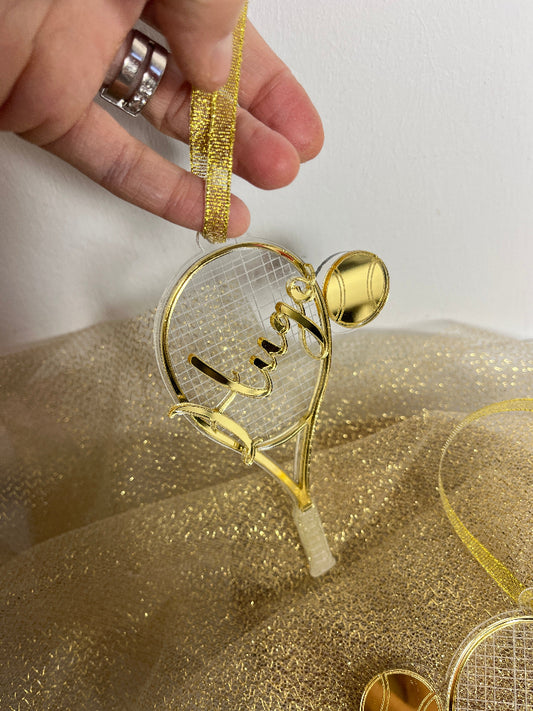 suspension raquette de tennis personnalisable or