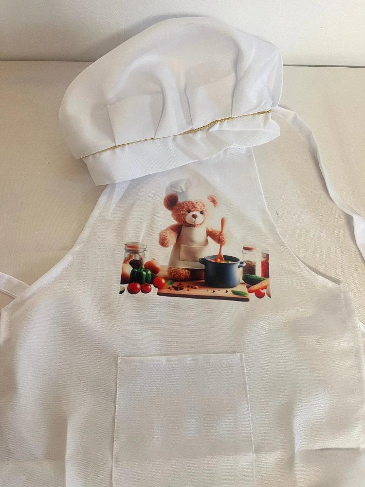 tablier et toque de petit chef personnalisés Laurie Déco et Lumières