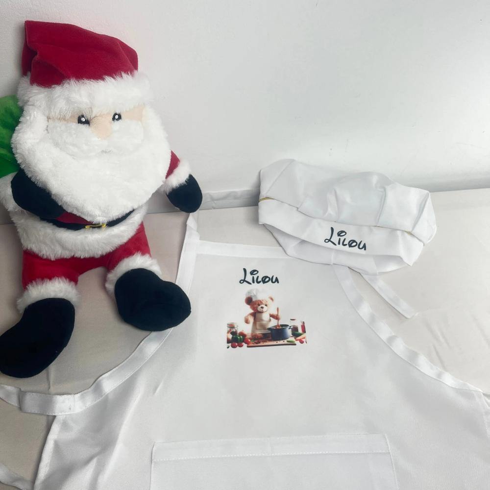tablier et toque de petit chef personnalisés Laurie Déco et Lumières