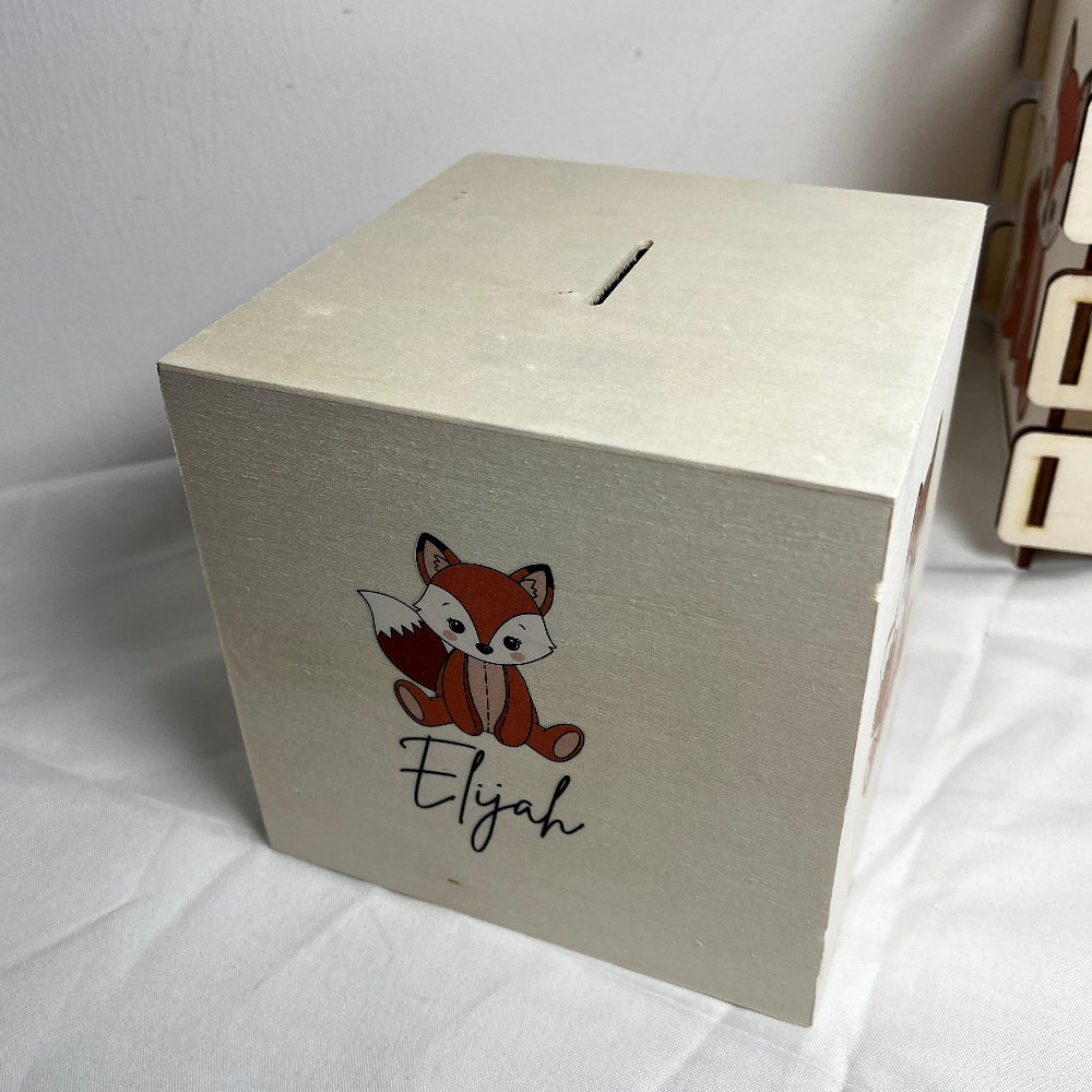 tirelire bois renard personnalisable