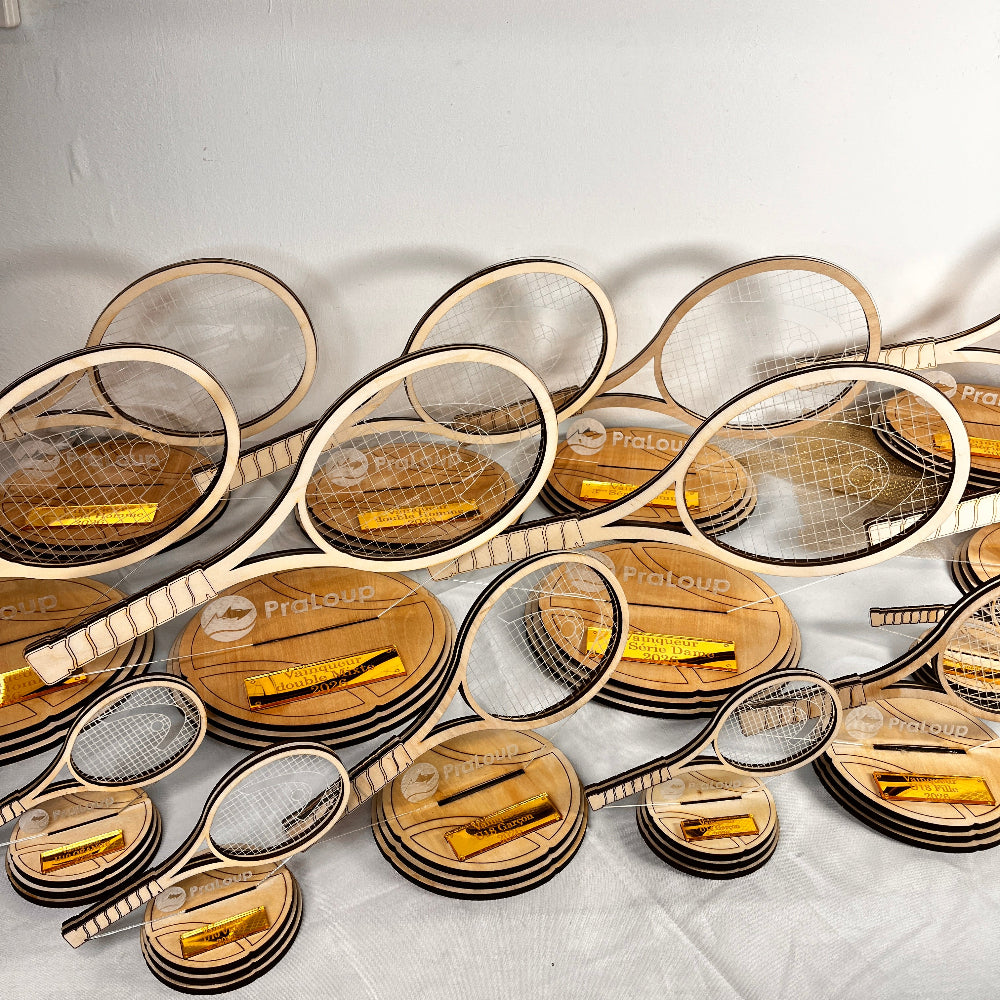 trophee tennis praloup bois et plexiglas 