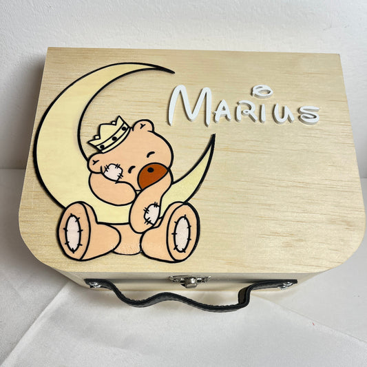 valise de naissance en bois personnalisable en couleur