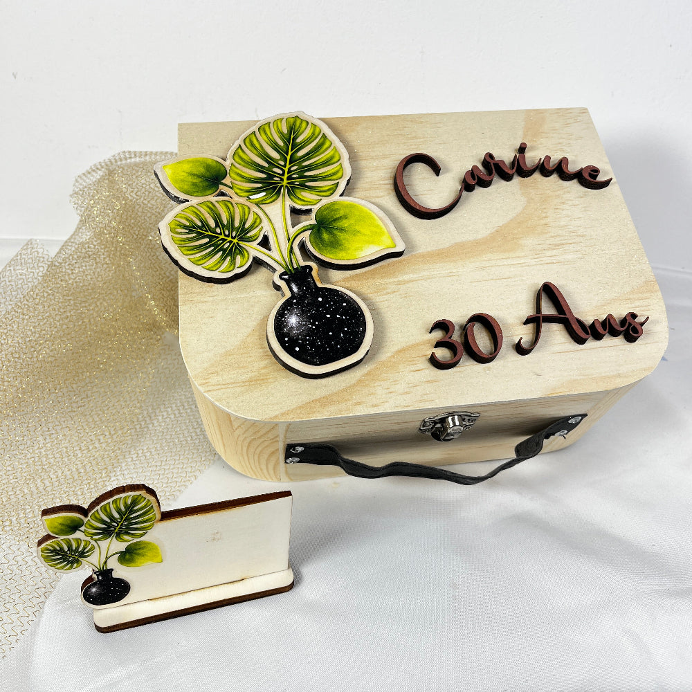 valise en bois souvenir anniversaire couleur