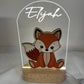 veilleuse renard personnalisable socle bois 