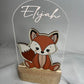 veilleuse renard personnalisable socle bois  elijah