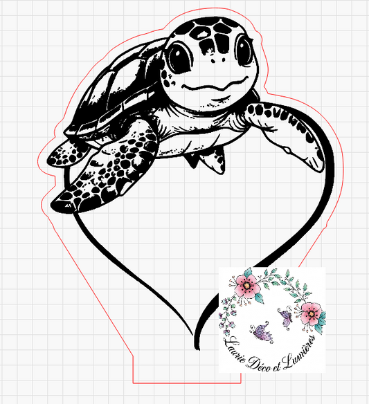 🌙 Veilleuse Tortue Personnalisée – Fichier SVG Prénom Enfant