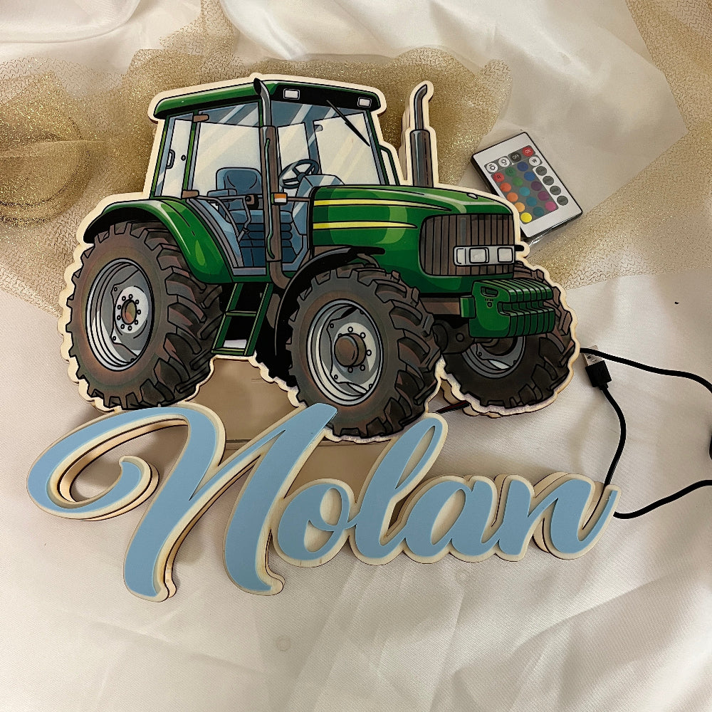 veilleuse tracteur en bois personnalisable 