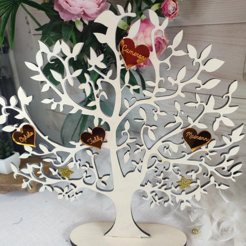Arbre de famille en bois personnalisé Laurie Déco et lumières