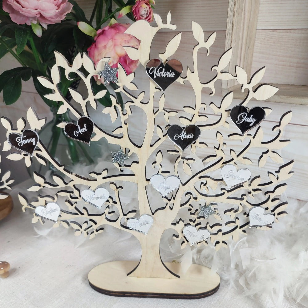 Arbre de famille en bois personnalisé Laurie Déco et lumières