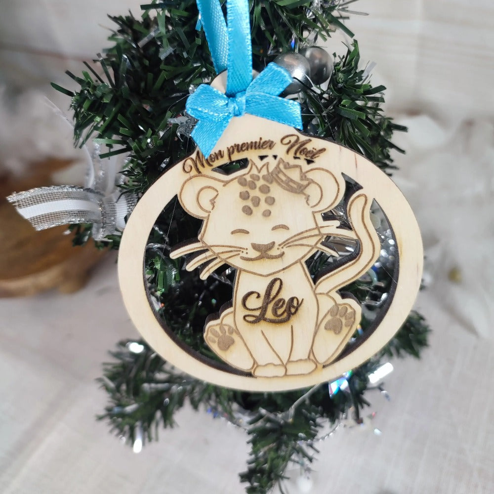 Boule de noël personnalisable en découpe Laurie Déco et lumières