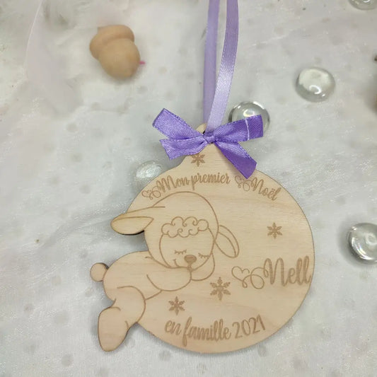 Boule de noël personnalisable pleine Laurie Déco et lumières