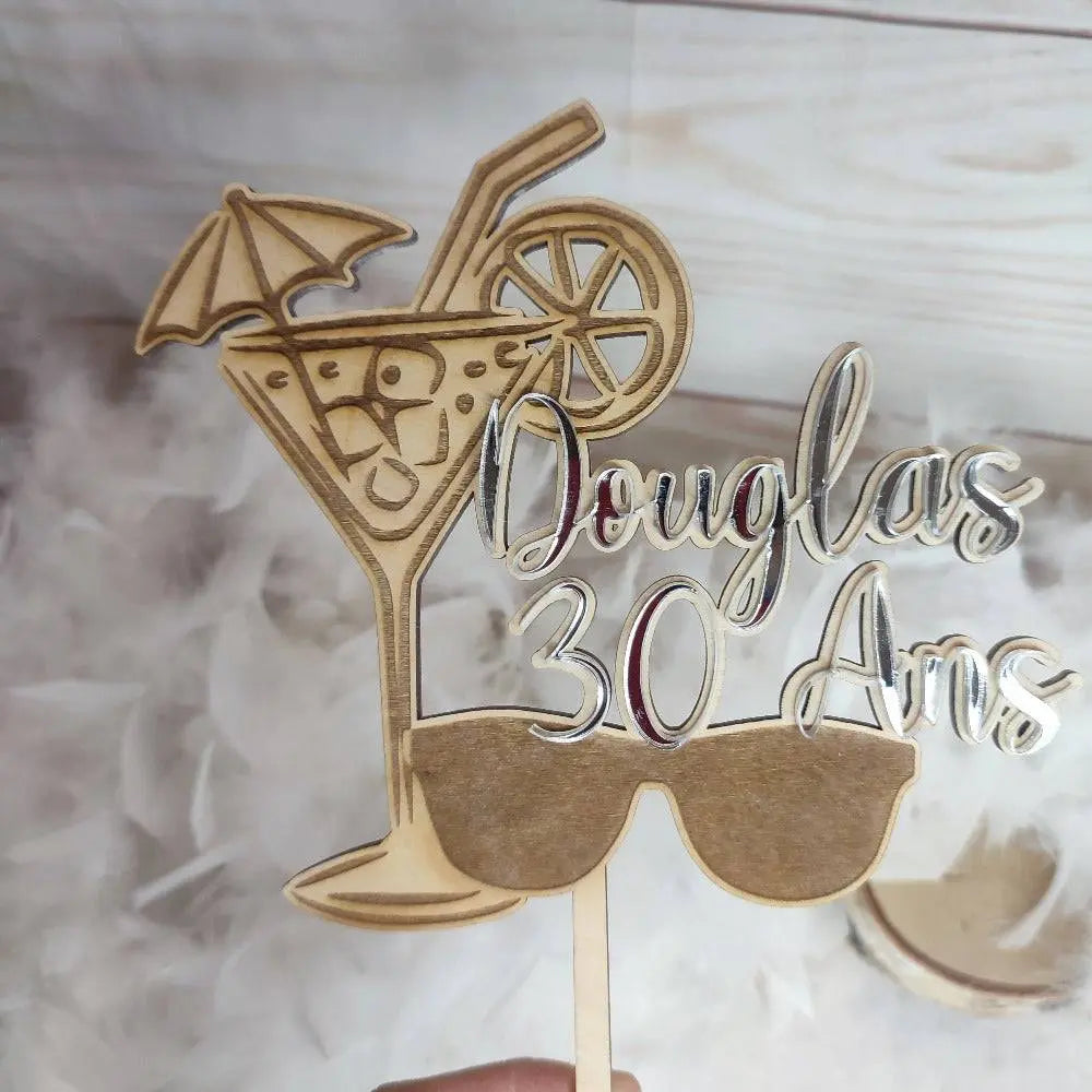 Cake topper personnalisable miroir Laurie Deco et Lumieres