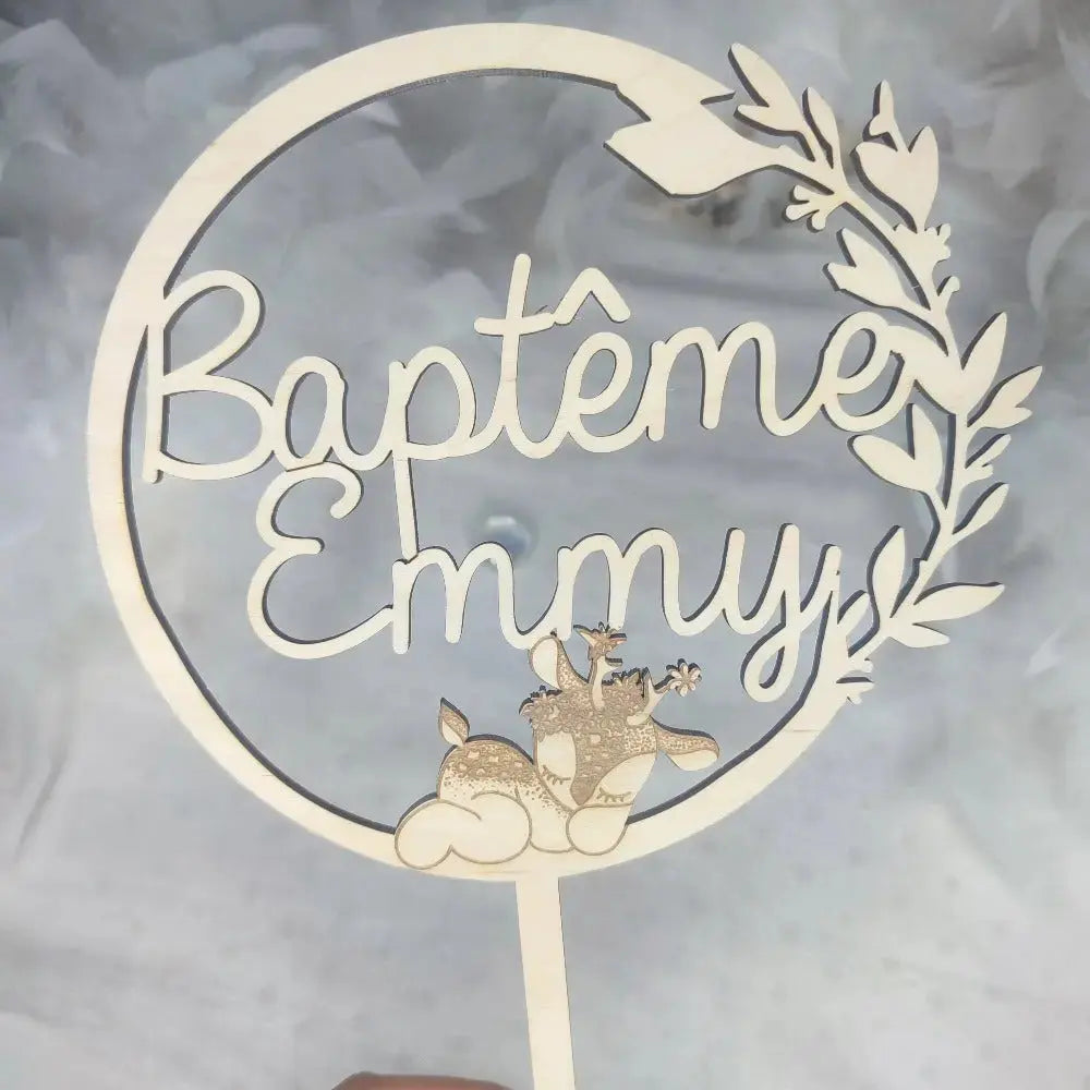 Cake topper rond sur mesure Laurie déco et lumières