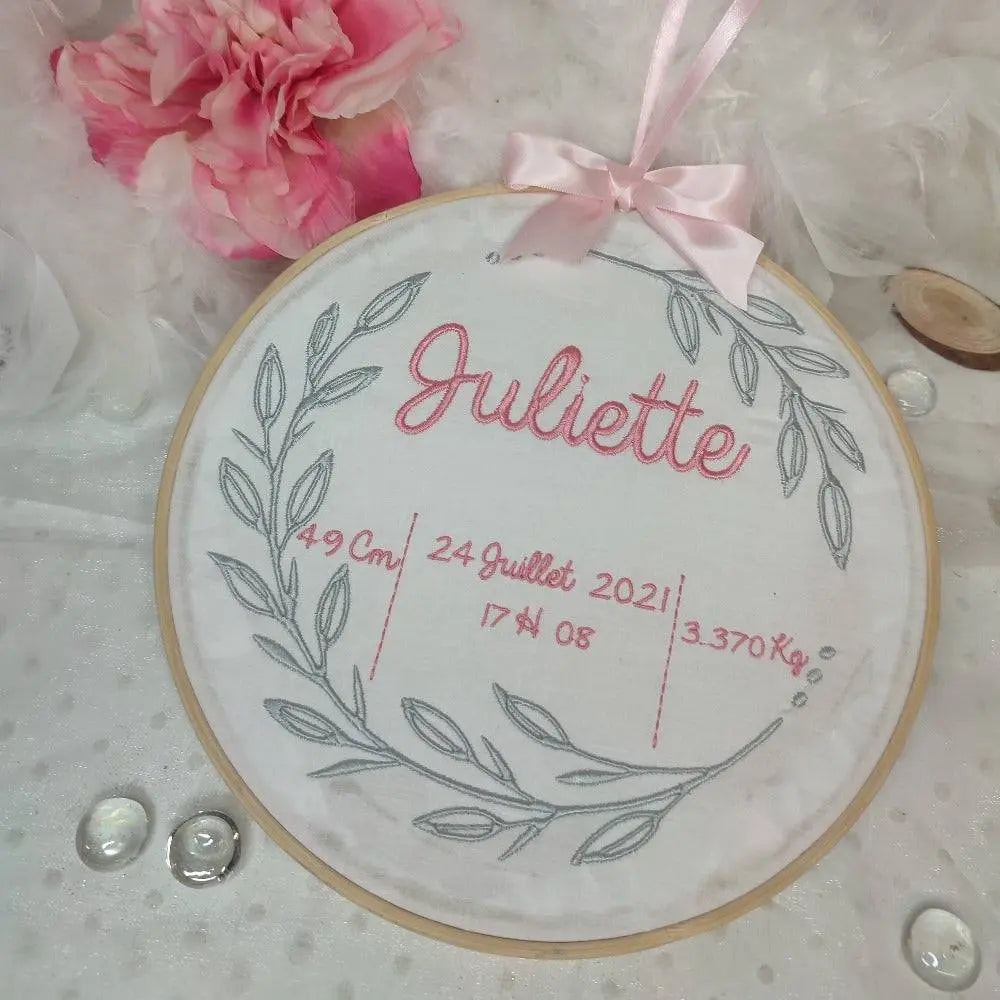Cerceau de naissance brodé Laurie Deco et Lumieres