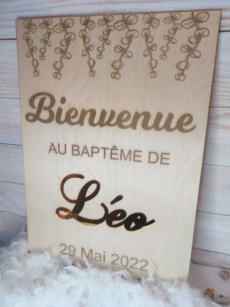 Panneau bienvenue baptême Laurie Déco et Lumières