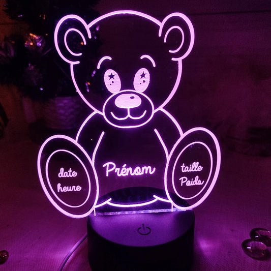 Veilleuse ourson de naissance Laurie Déco et lumières